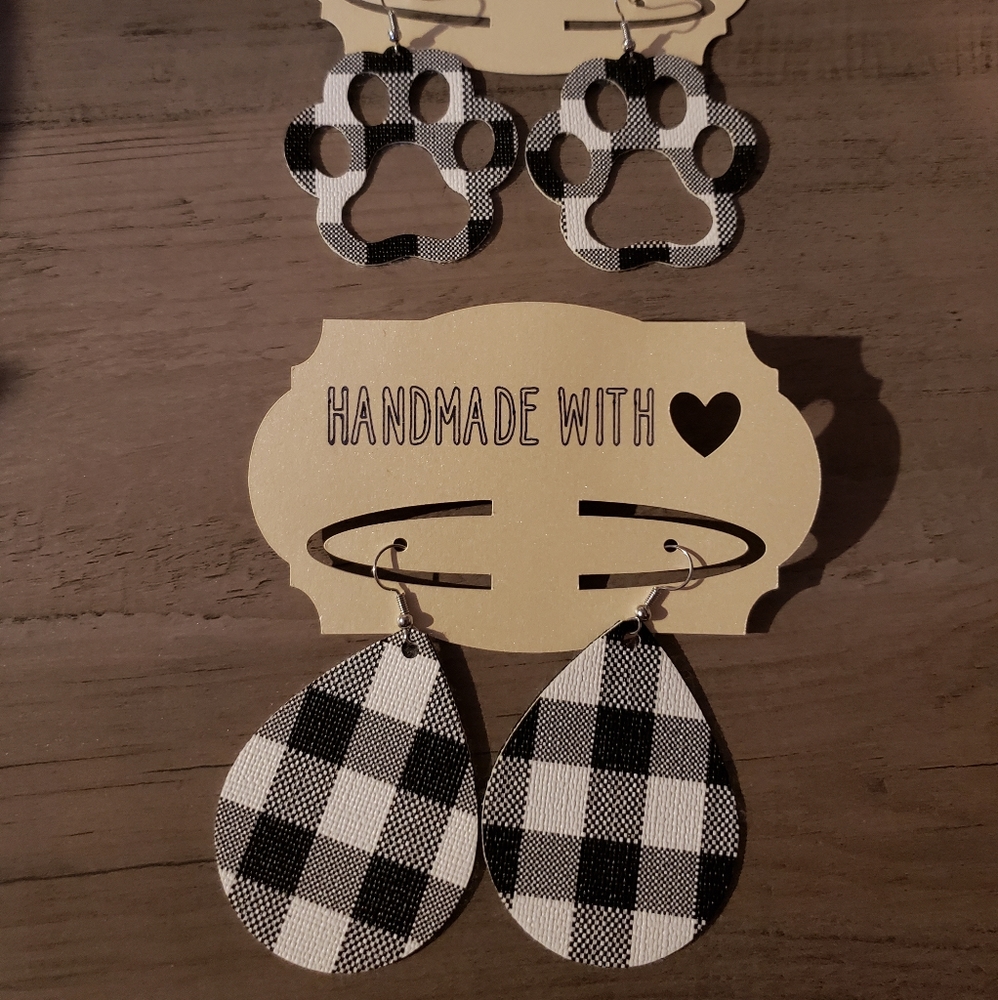 Buffalo Plaid Faux Leather Earrings